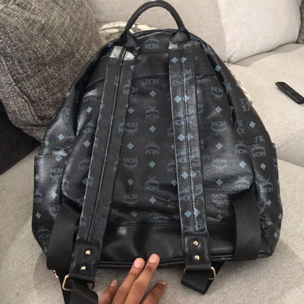 Black Leather MCM BookBag - Picture 4 of 4